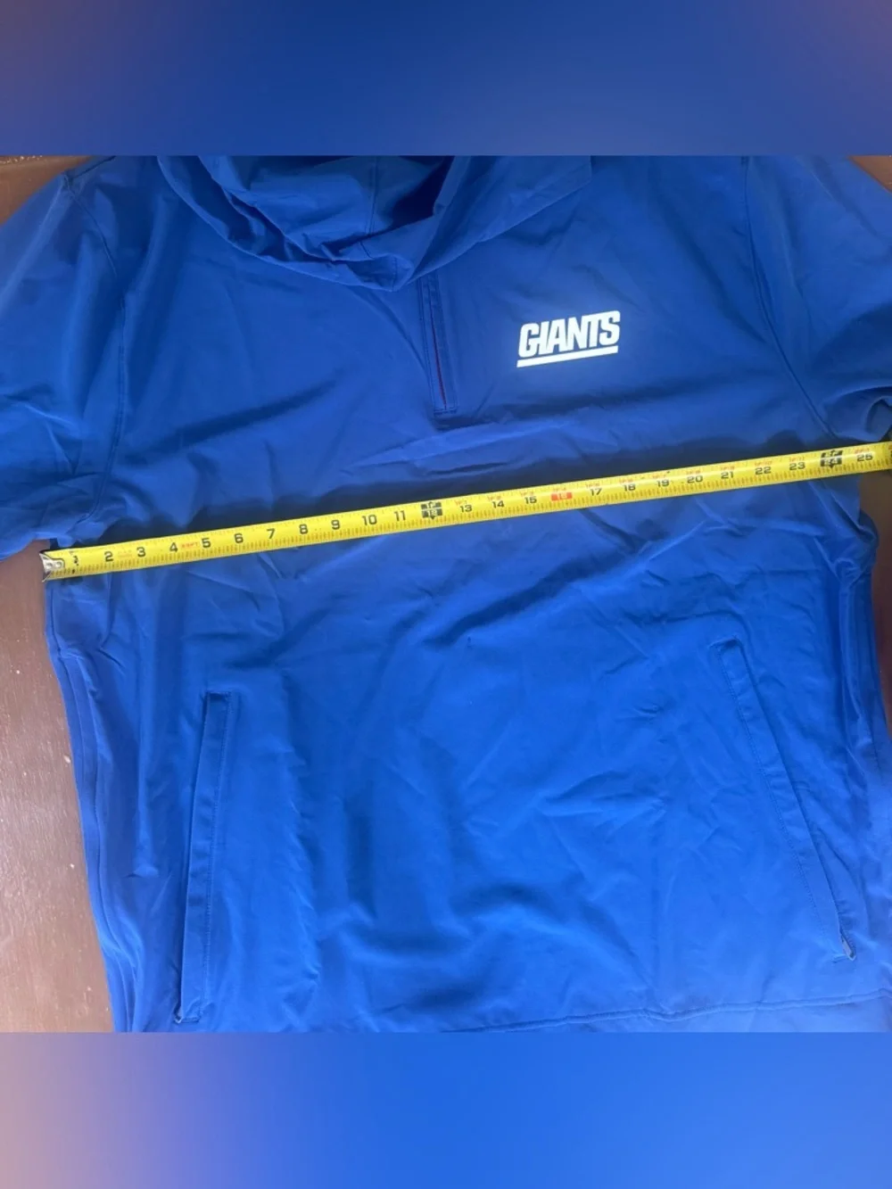 Men’s Nike New York Giants Sideline Coach Short Sleeve 1/2 Zip Hoodie - XL